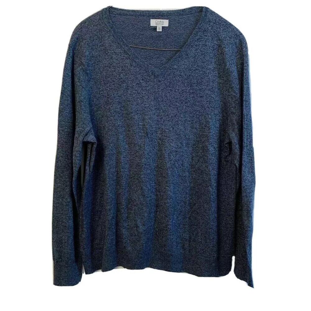 XXL Croft & Barrow Blue Black Heathered Mens V-Neck Sweater Lightweight